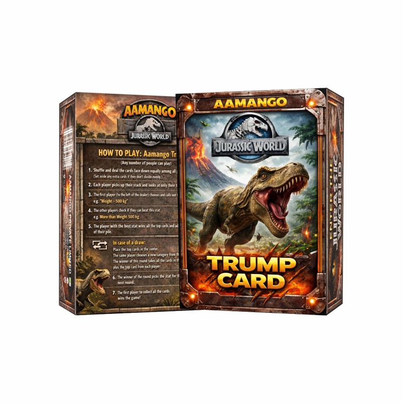 Aamango Jurassic World Trump Cards – Dinosaur Educational Card Game for Kids &amp; Families | Collectible Prehistoric Creatures | Strategy &amp; Learning Game
